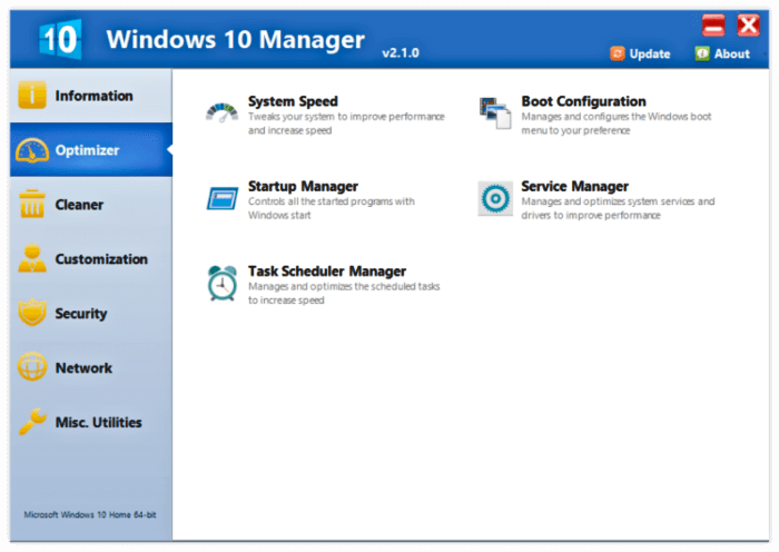 برنامج لاصلاح و ادارة الويندوز Windows 10 Manager